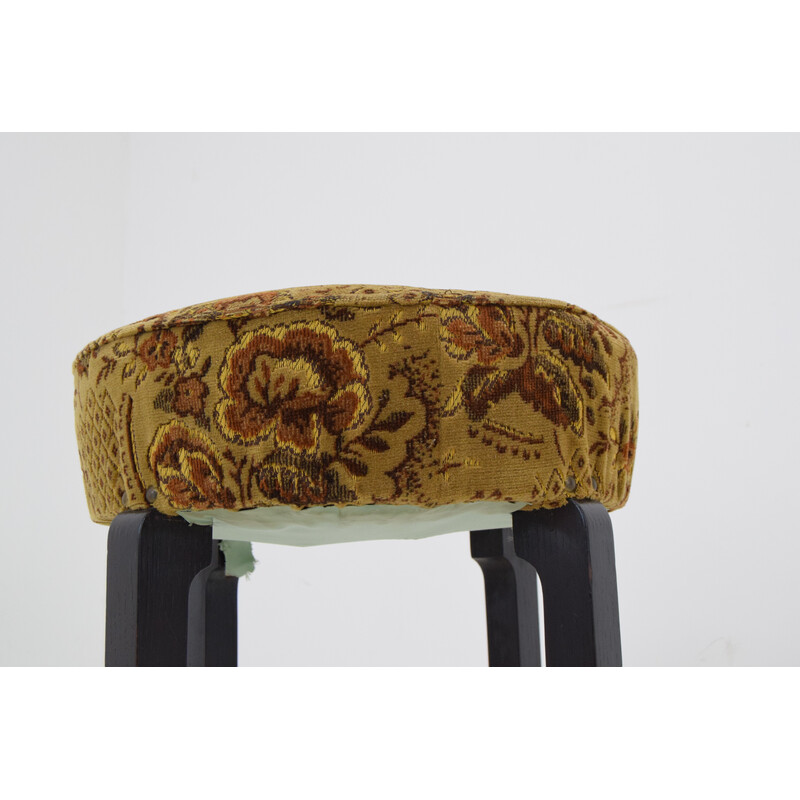 Mid-century fabric and wood footrest, Czechoslovakia 1950s