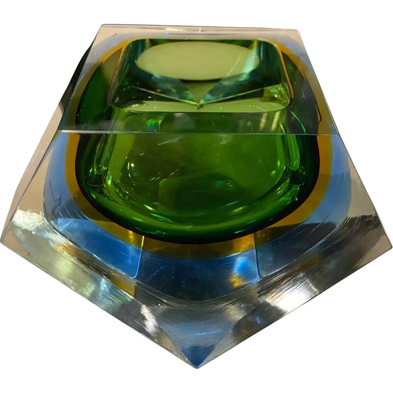 Vintage Space Age Sommerso Murano glass ashtray by Seguso, 1970s