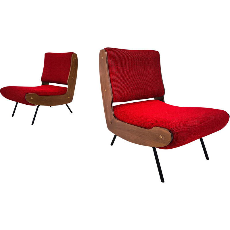 Paar midden-eeuwse fauteuils 836 van Gianfranco Frattini voor Cassina, Italië 1950