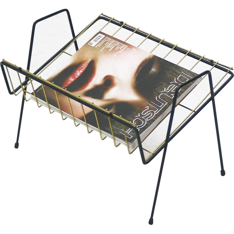 Vintage brass magazine rack - 1950s