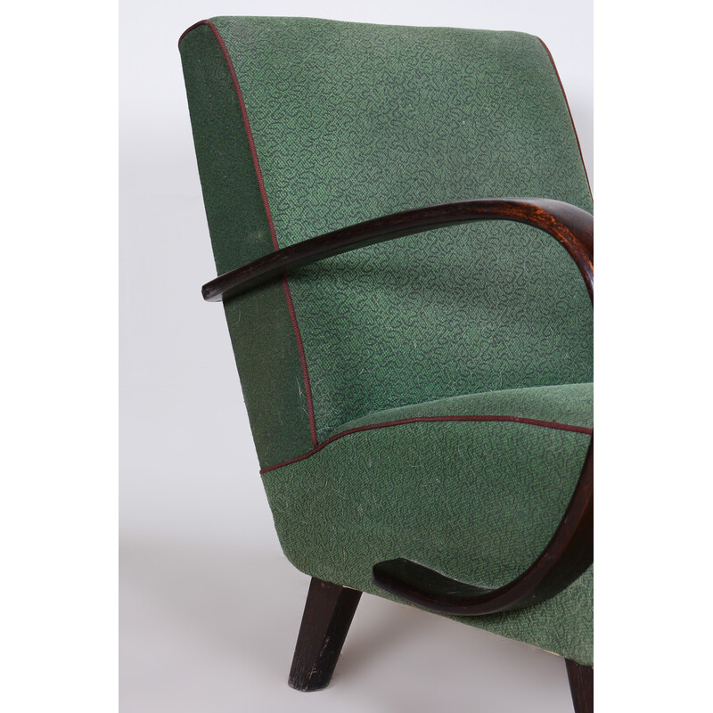 Paire de fauteuils Art Déco tchèque vintage en hêtre vert par Jindrich Halabala pour Up Zavody, 1930