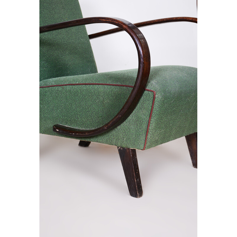 Paire de fauteuils Art Déco tchèque vintage en hêtre vert par Jindrich Halabala pour Up Zavody, 1930
