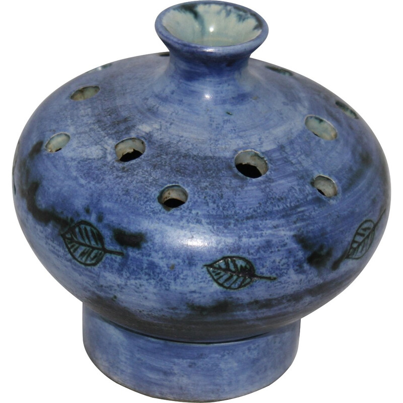 Blue ceramic vase by Jacques Blin - 1950s