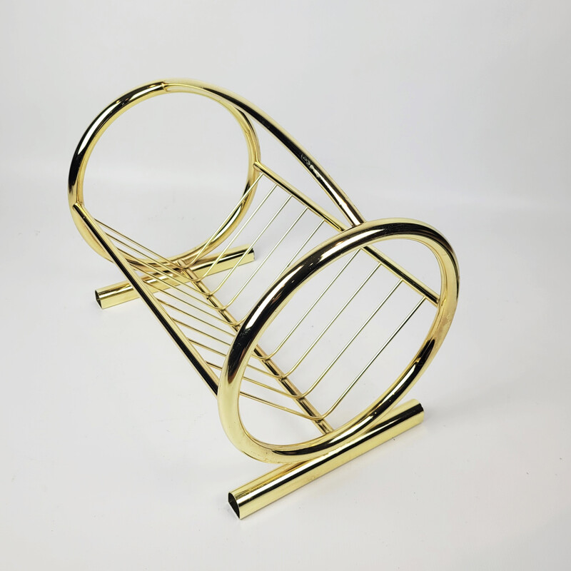 Vintage gold-colored magazine rack, 1980s