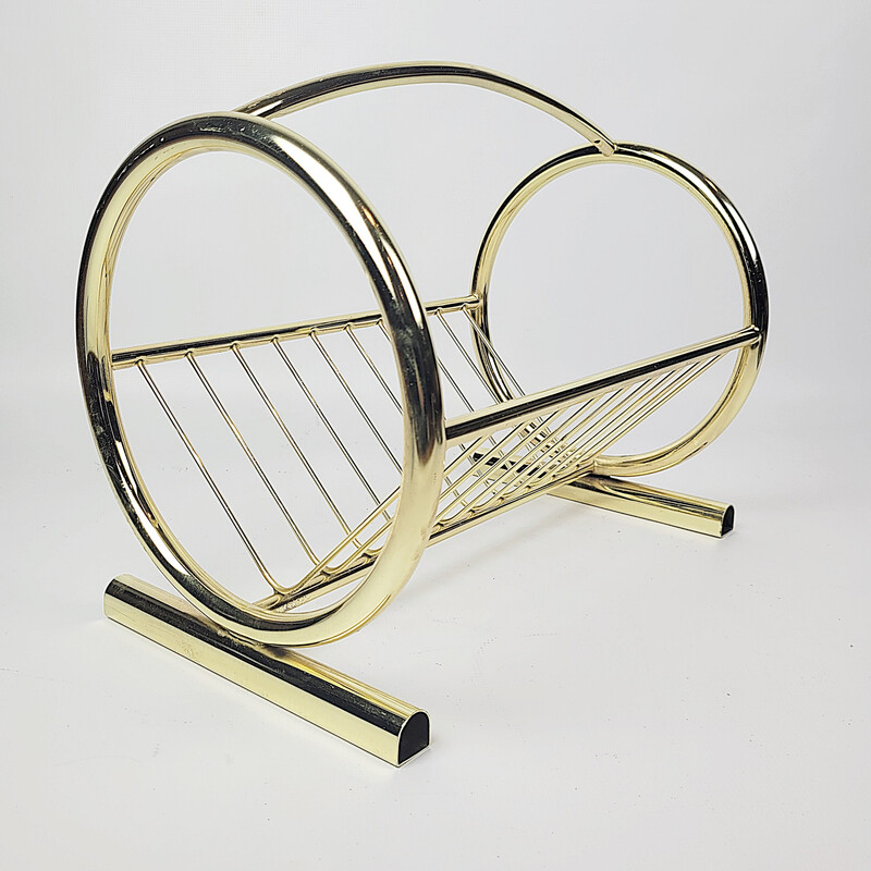 Vintage gold-colored magazine rack, 1980s