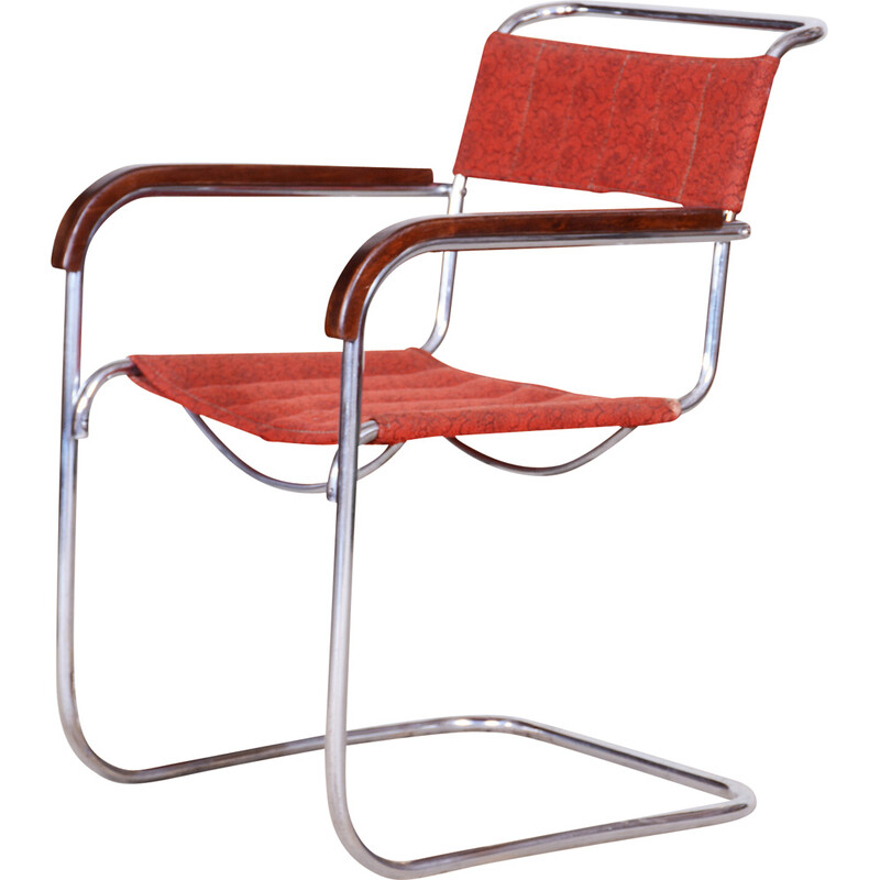 Cadeirão Vintage Bauhaus vermelho de Marcel Breuer para Mücke-Melder, 1930s