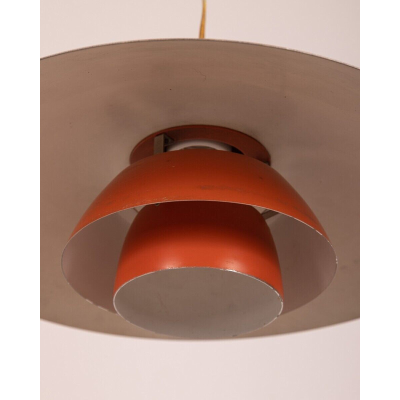 Danish vintage orange metal chandelier by Poul Hanningsen for Louis Poulsen, 1960s