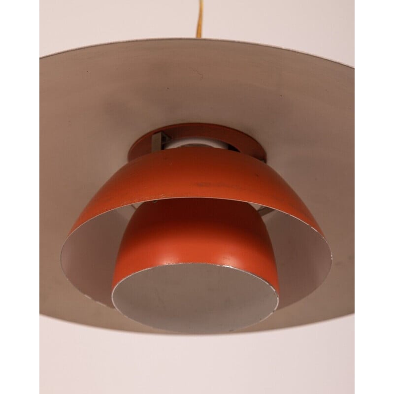 Danish vintage orange metal chandelier by Poul Hanningsen for Louis Poulsen, 1960s