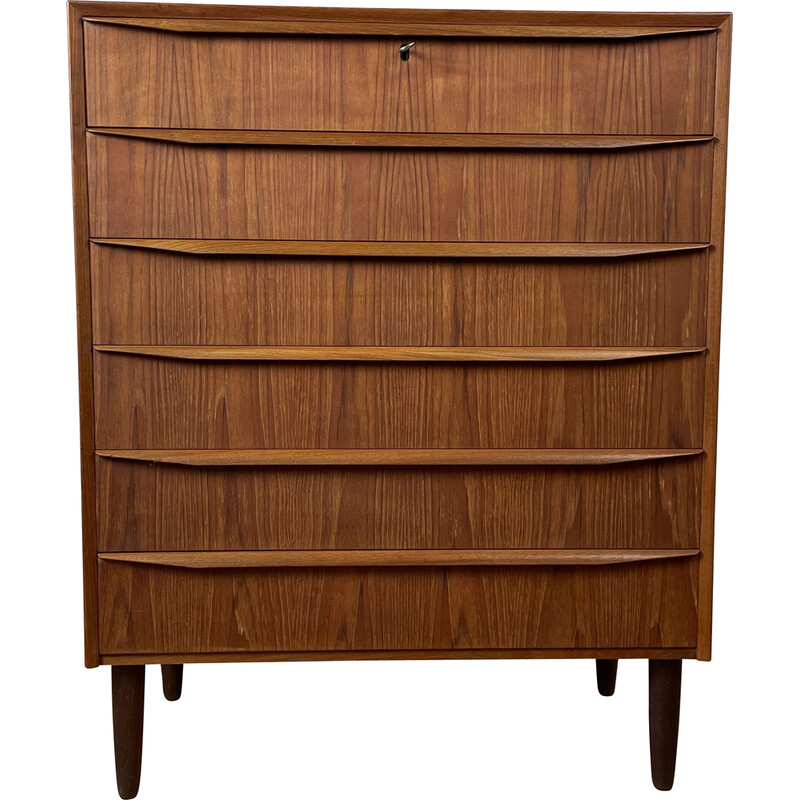 Scandinavian vintage teak chest of 6 drawers, 1960