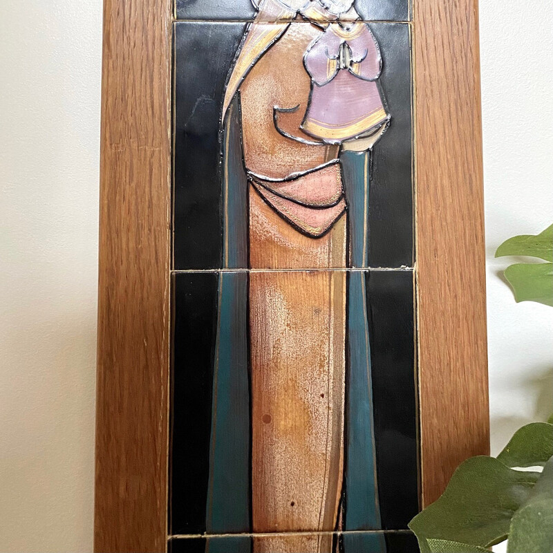 Vintage religious tile "Madonna and Child" by Mcm, 1970