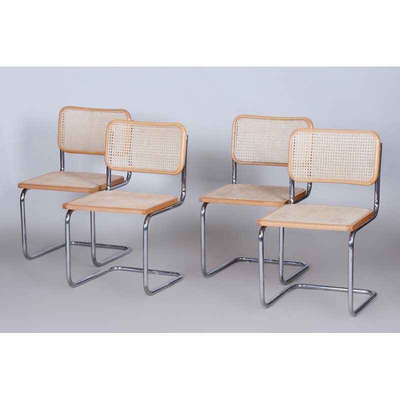 Conjunto de 4 cadeiras Bauhaus vintage, Itália Anos 60