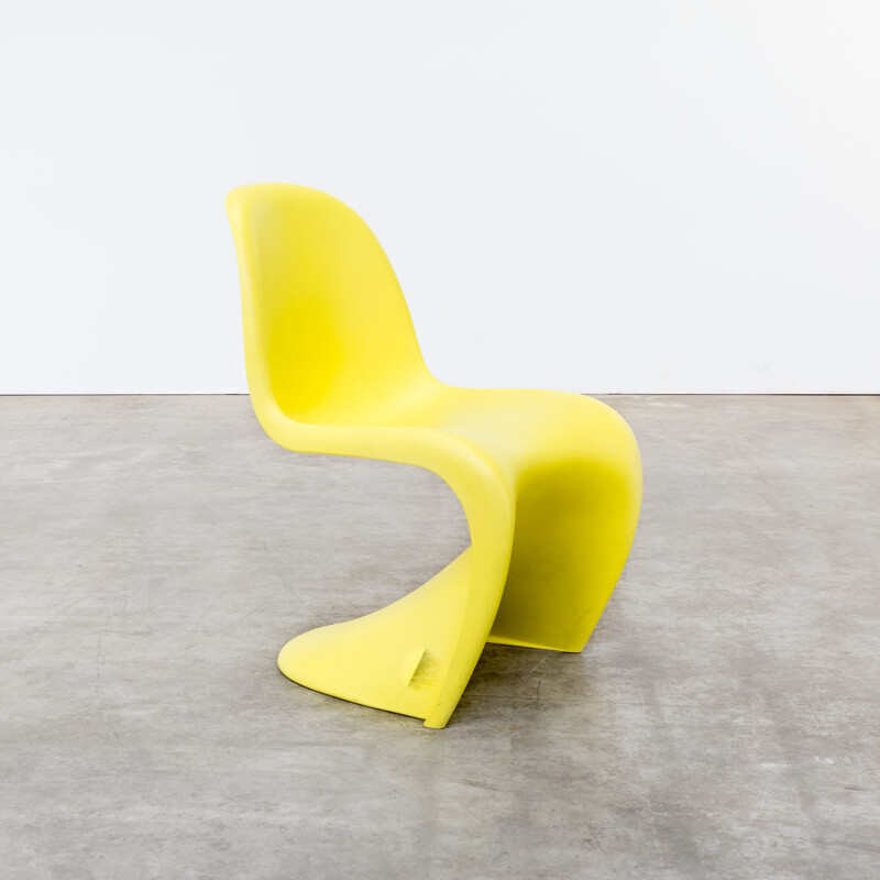 Set of 7 yellow "panton" chair by Verner Panton  for Vitra 