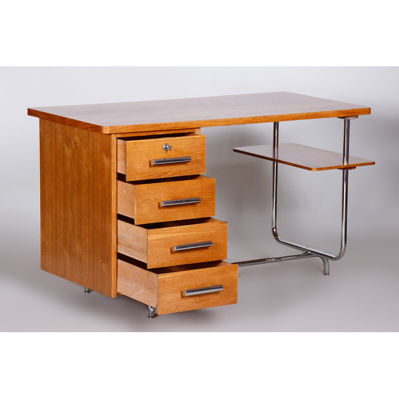 Vintage Bauhaus oakwood writing desk by Jindrich Halabala for Up Zavody, Czechia 1930s