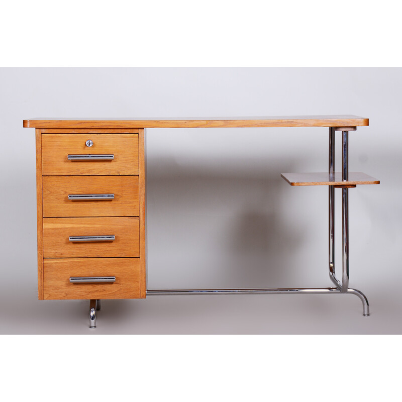 Vintage Bauhaus oakwood writing desk by Jindrich Halabala for Up Zavody, Czechia 1930s