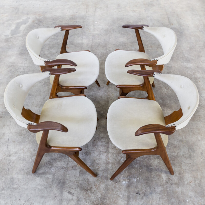 Set of 4 "cowhorn" chairs - 1960s
