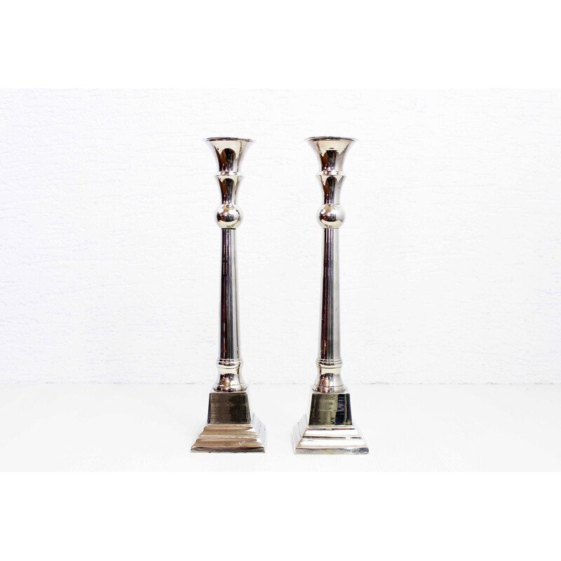 Pair of vintage silver plated candlesticks, 1950