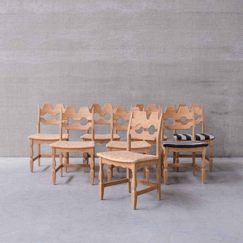 Ensemble de 8 chaises danoises vintage Razor en chêne par Henning Kjaernulf, 1960