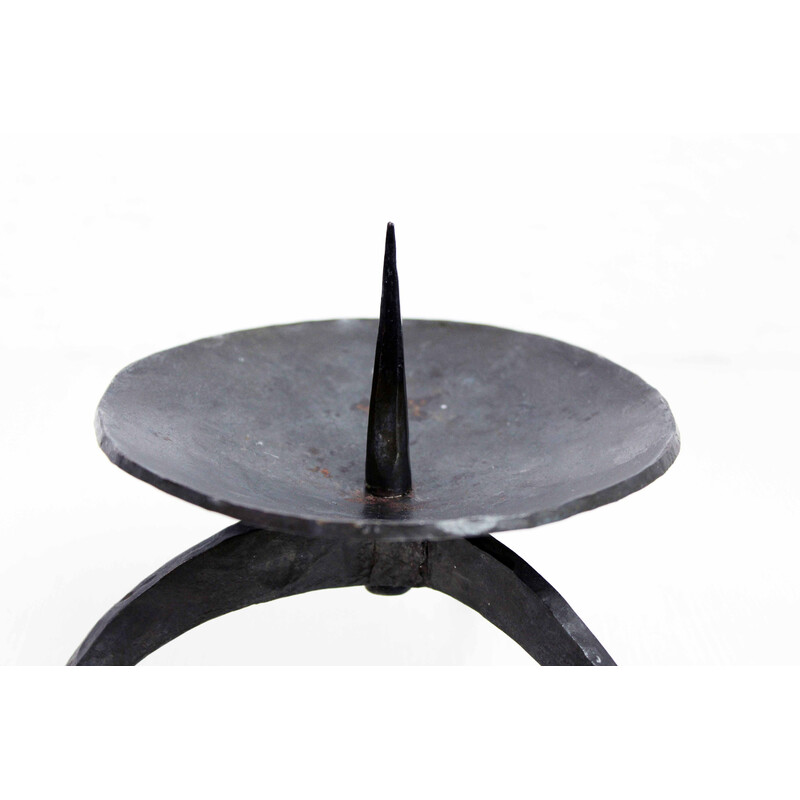 Vintage Brutalist cast iron candlestick, 1950