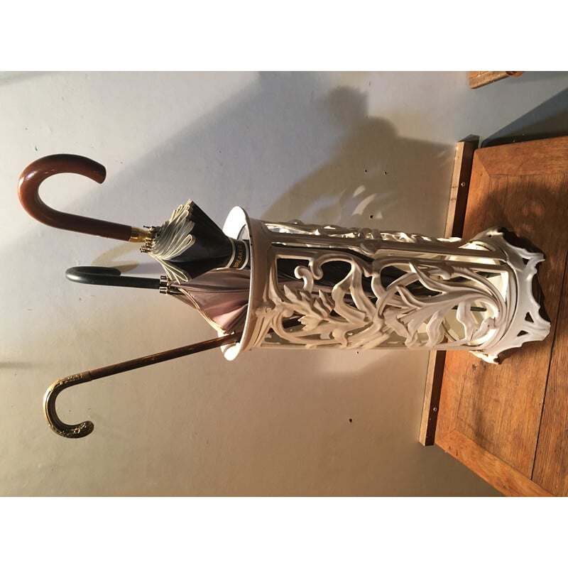 Vintage cast iron enamelled umbrella stand