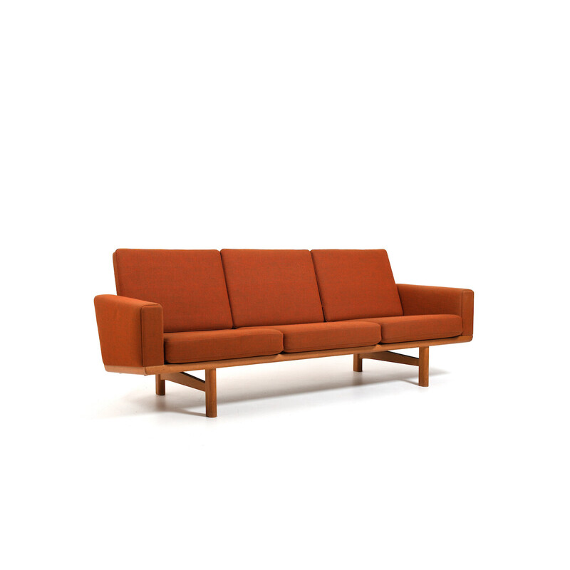 Pair of vintage Ge-236/3 sofas in oakwood by Hans J. Wegner for Getama, 1960s