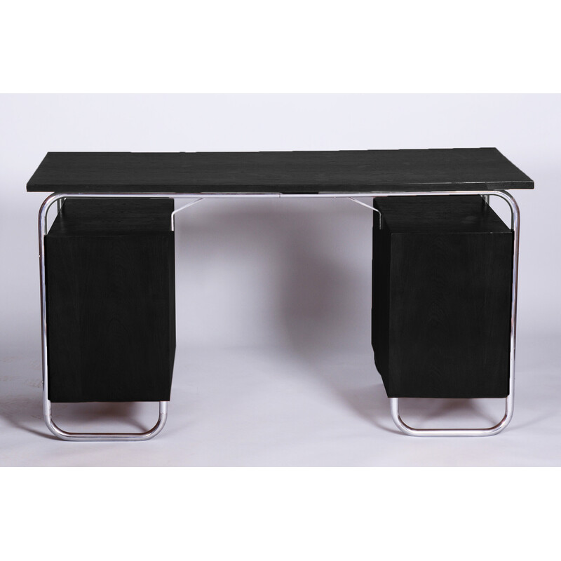 Vintage black Bauhaus beechwood writing desk by Mücke-Melder, Czechia 1930s