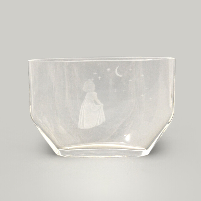 Vintage Swedish crystal paperweight and bowl by Matt jonasson for Orrefors, 1960s