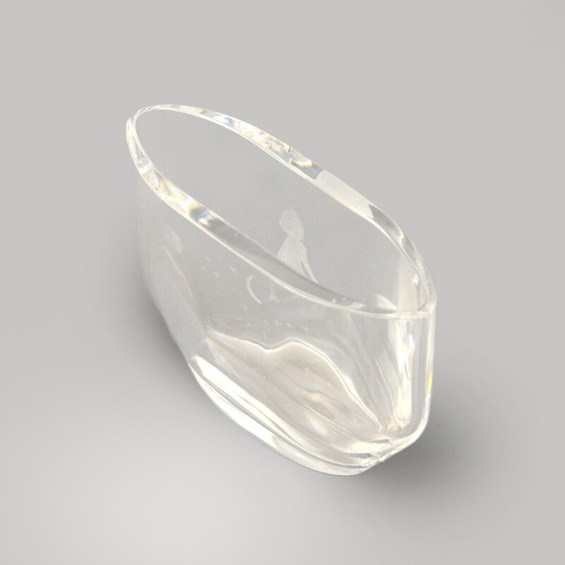 Vintage Swedish crystal paperweight and bowl by Matt jonasson for Orrefors, 1960s