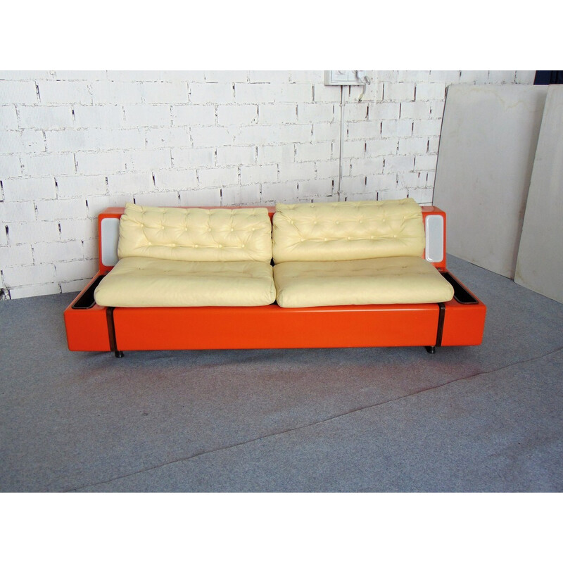 Beka vintage sofa bed in orange fiberglass