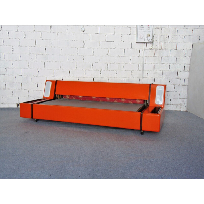 Beka vintage sofa bed in orange fiberglass