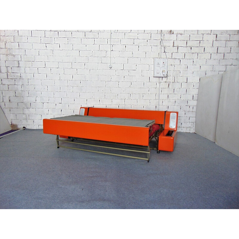 Beka vintage sofa bed in orange fiberglass