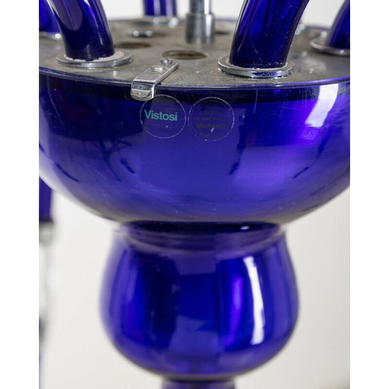 Lámpara vintage de cristal de Murano azul de Vistosi, años 80