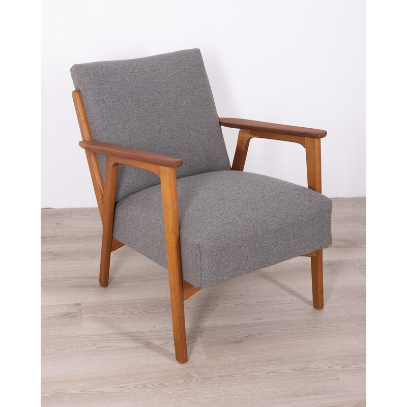 Vintage armchair in teak, fabric and beech wood, 1960s