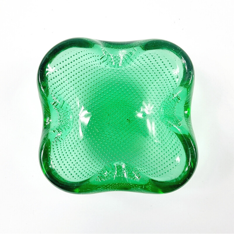 Mid century bullicante Murano glass ashtray, Italy 1960s