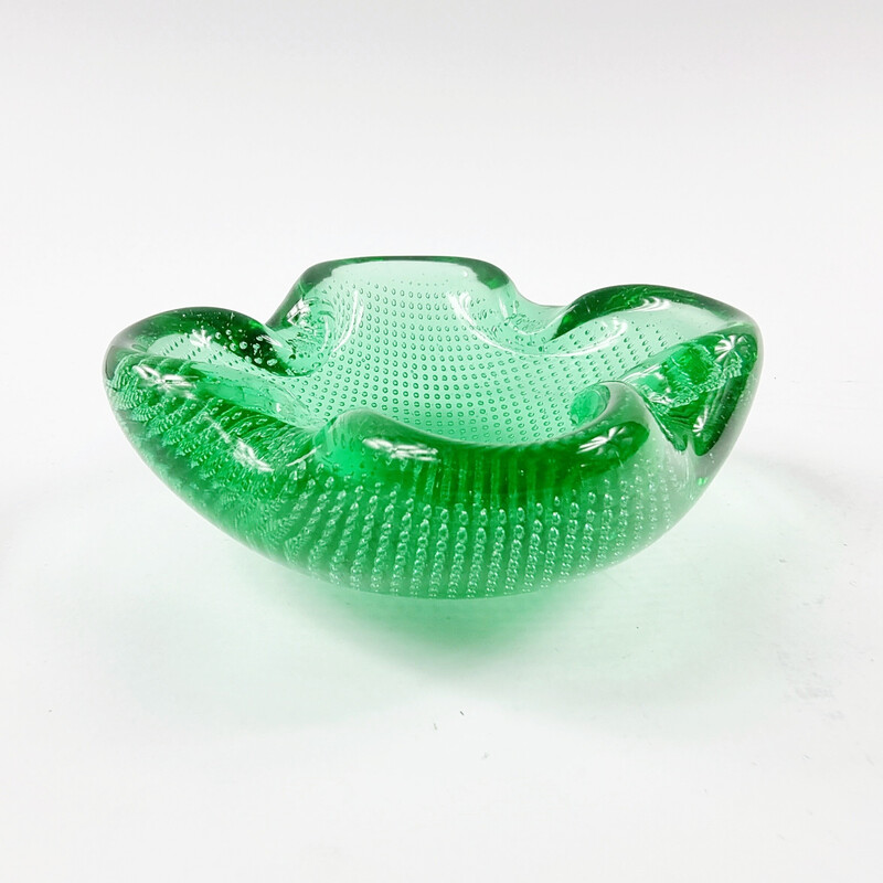 Mid century bullicante Murano glass ashtray, Italy 1960s