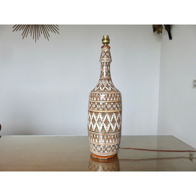 Lampe vintage en ceramique berbère, Maroc 1970
