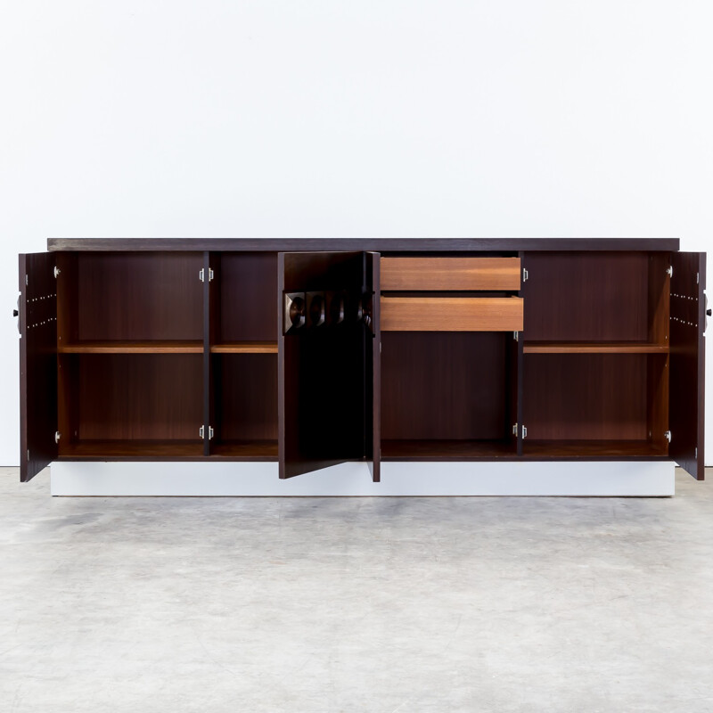 Belgian brutalist sideboard in teak - 1970s