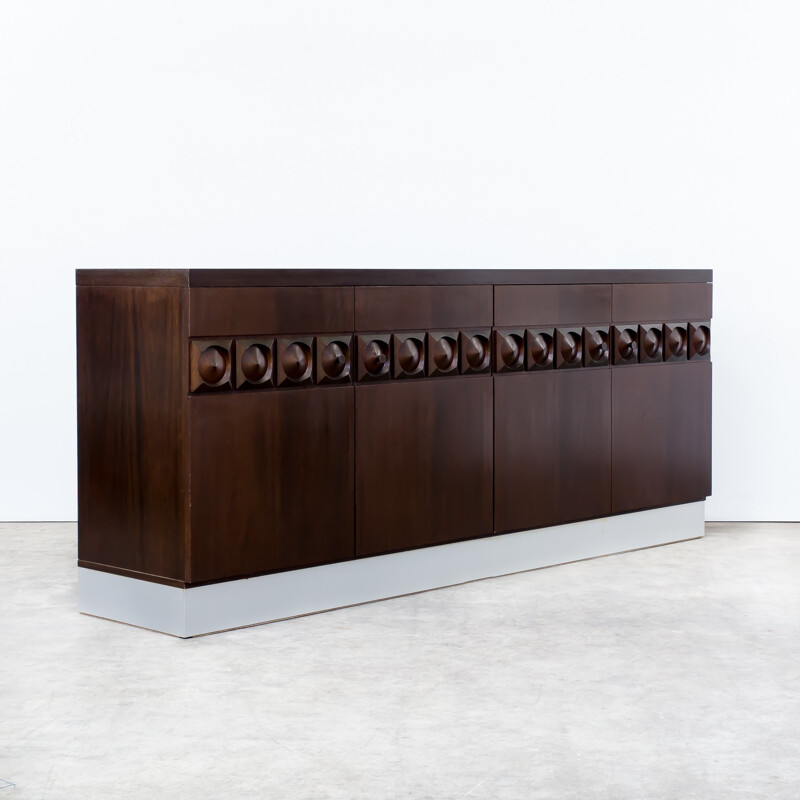 Belgian brutalist sideboard in teak - 1970s