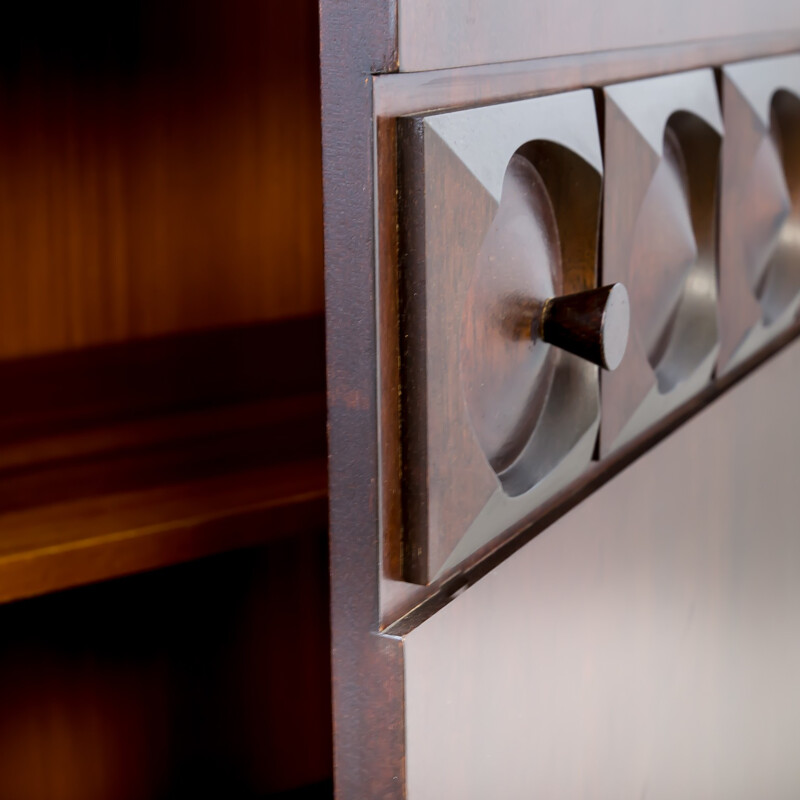 Belgian brutalist sideboard in teak - 1970s