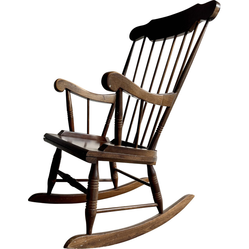 Chaise à bascule vintage en bois, 1980