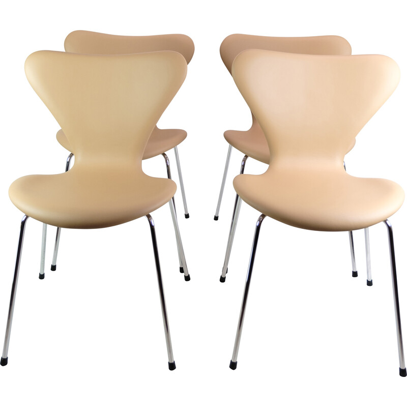 Set di 4 sedie vintage Seven modello 3107 di Arne Jacobsen per Fritz Hansen