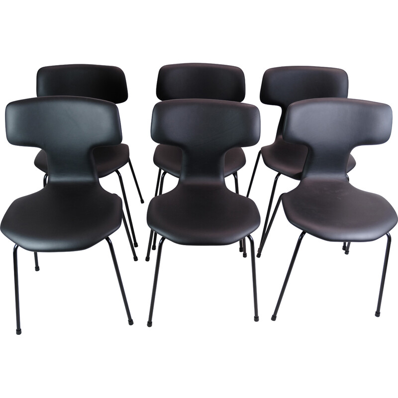 Ensemble de 6 chaises en T vintage modèle 3103 par Arne Jacobsen pour Fritz Hansen