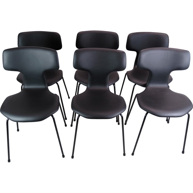 Set of 6 vintage T-chairs model 3103 by Arne Jacobsen for Fritz Hansen