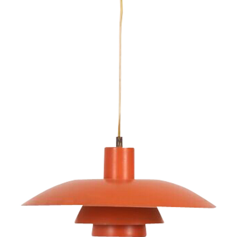 Lampadario danese vintage in metallo arancione di Poul Hanningsen per Louis Poulsen, 1960