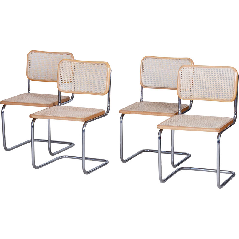 Juego de 4 sillas vintage Bauhaus, Italia años 60