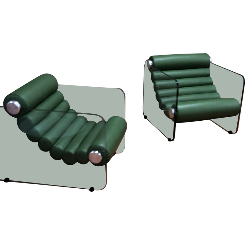 Paar vintage lederen fauteuils van Fabio lenci