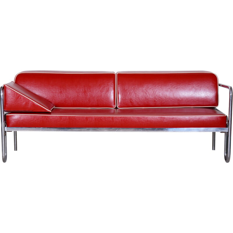 Canapé Bauhaus rouge - chrome