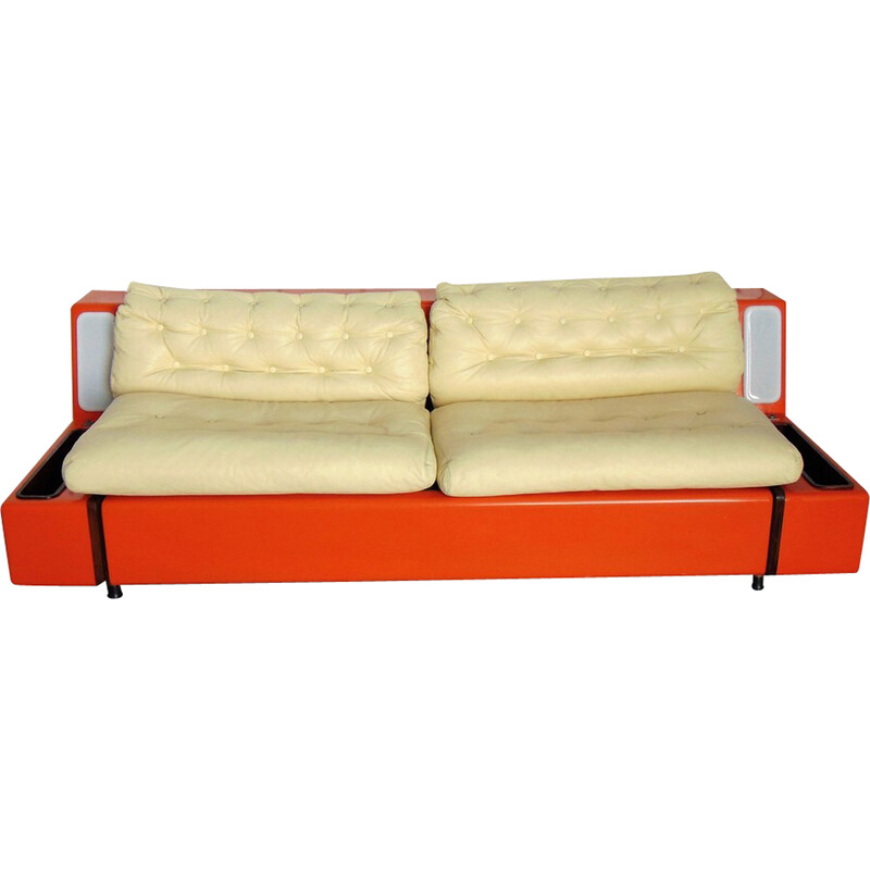 Sofá cama vintage Beka de fibra de vidrio naranja