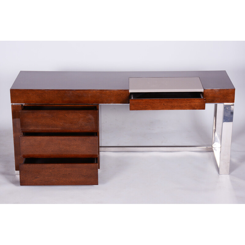 Mid-century walnut writing desk, Czechia 1960s