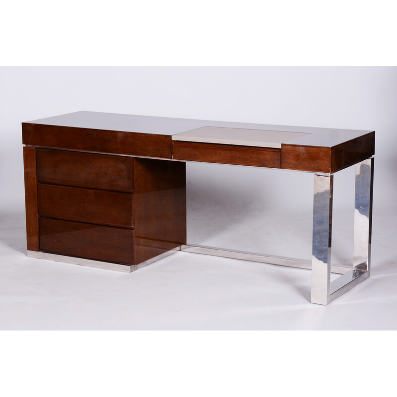 Mid-century walnut writing desk, Czechia 1960s