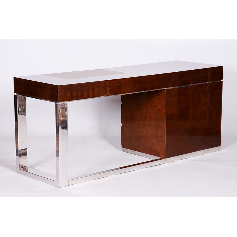 Mid-century walnut writing desk, Czechia 1960s